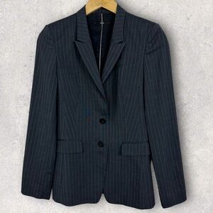 Hugo Boss Juicy Grey Pinstripe‎ Blazer Jacket Womens Size 4 Virgin Wool Size 4